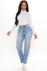 Straight Up Vintage High Rise Jeans - Medium Blue Wash Ins Street